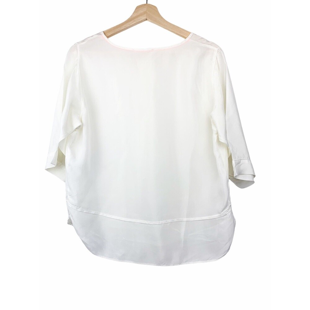 Sita Murt Anthropologie Womens White Tunic Top Blouse Bottoms Details 38 US 8